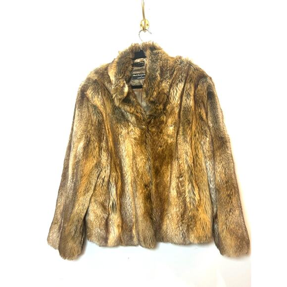 Vintage Pamela Mccoy Black Diamond Collections Faux Fur Jacket Womans Size 2X - Picture 1 of 8